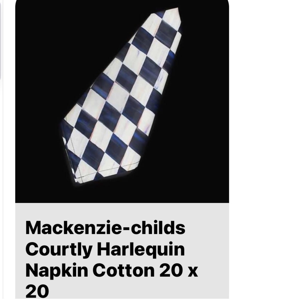 MaCkenzie-Childs Courtly Check Harlequin Napkin 20”x20” NEW IN PKG {1} Napkin